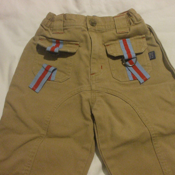 Brown Corduroy Pants With Red Detailing 100% Cotto - Picture 2 of 5